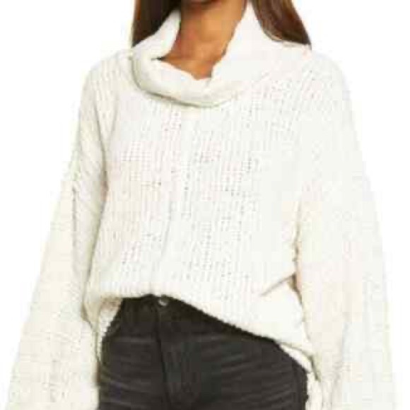 🆕Free People Cowl-Neck Knit Sweater in Vanilla Bean - Picture 3 of 8